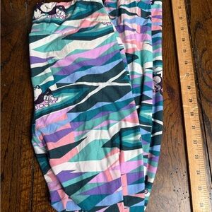 LuLaRoe Teal and Pink Minnie Mouse Patterned Leggings OS